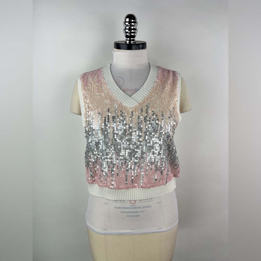 💚 3133. Sequins Sweater Knit Vest